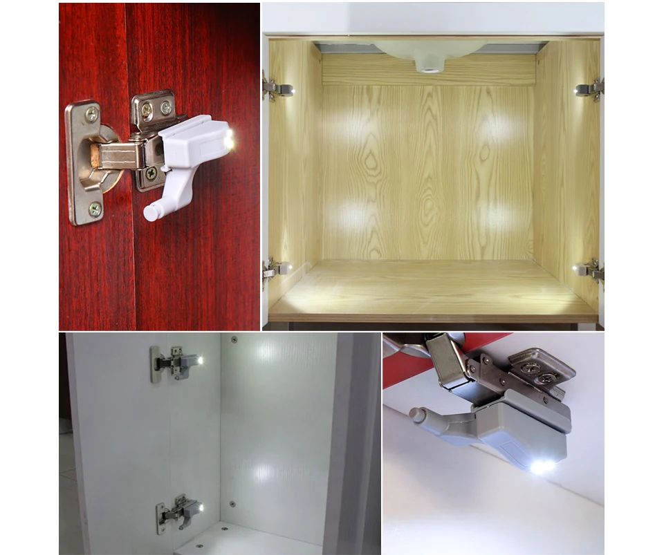 Coquimbo 2/5 Packs  Inner Hinge LED Sensor Under Cabinet Lights For Kitchen Bedroom Closet Wardrobe Night Light Battery Operated