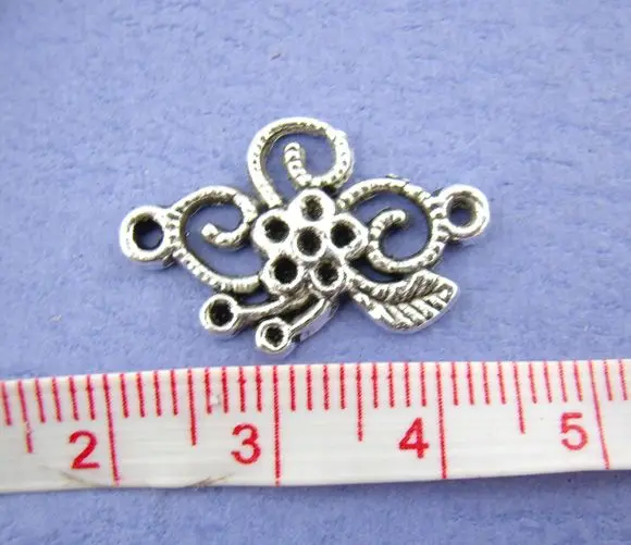 DoreenBeads Retail 35PCs Ornate Floral Connectors Charms Beads15*24mm