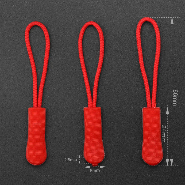 10Pcs Fluorescent Zipper Pull for Apparel Bag Sportwear, Multicolor Pull, Slip-Resistant Rope, 7cm, PULLER-002