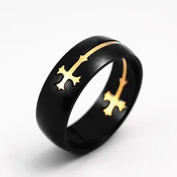 Fashion Separable Cross Ring for Men Woman Black Color Stainless Steel Rings Cool Male Design Jewelry Cross Rings