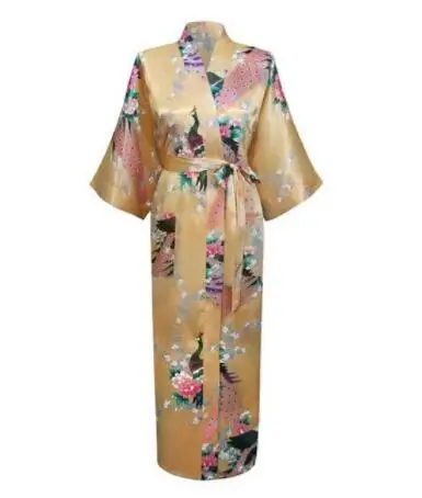 Plus Größe XXXL Chinesische Frauen Lange Robe Druck Blume Pfau Kimono Bademantel Kleid Braut Brautjungfer Hochzeit Roben Sexy Nachtwäsche