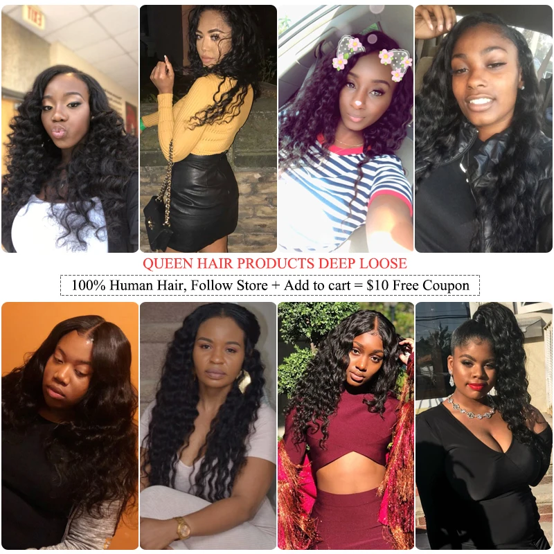 Queen Hair Official Store Loose Deep Wave Bundles Brazilian Hair Weave 100% Human Hair Bundles 10-26 Virgin Raw Hair Extensions