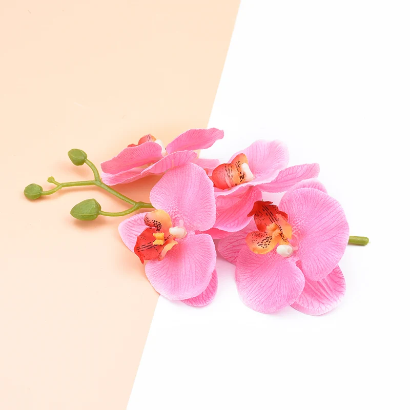 4 Stück Blumen plus 1 Stiel künstliche Blumen Heimdekoration Diy Zubehör dekorative Blumen Kranz Seide Schmetterling Orchidee Vase – Detail 19