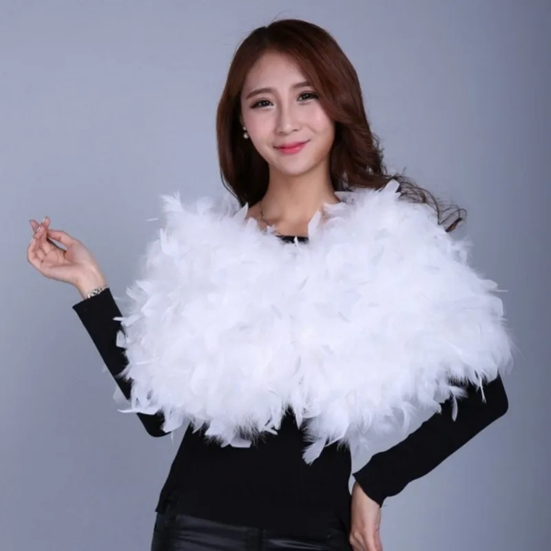 

White Wedding Cape women fur cape New Real ostrich feather fur soft women autumn winter S421