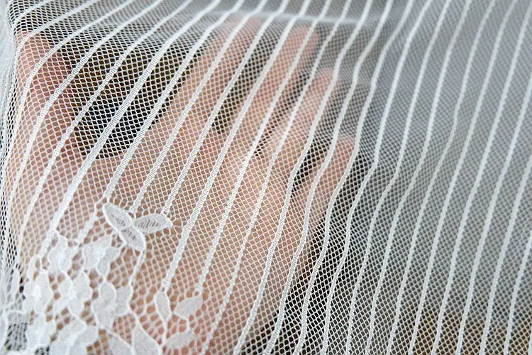 High quality export vertical eyelash lace fabric DIY skirt dress accessories Vertical bar lace fabric