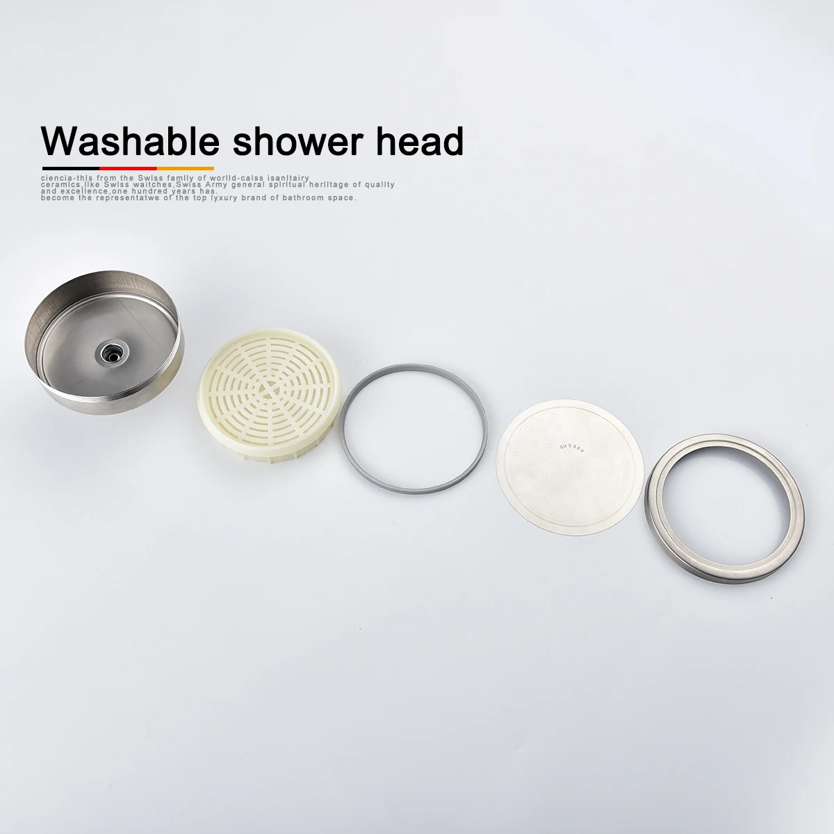 Ciencia Stainless Steel Brushed Nickel 360 Degree Rotate Pressurized Water Saving Shower Head Strong but Soft Shower Head