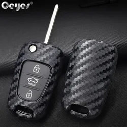 Ceyes Car Styling Auto Carbon Fiber Key Covers Case For Hyundai i30 i25 Accent Solaris Verna For Kia Rio K2 K5 Shell Accessories