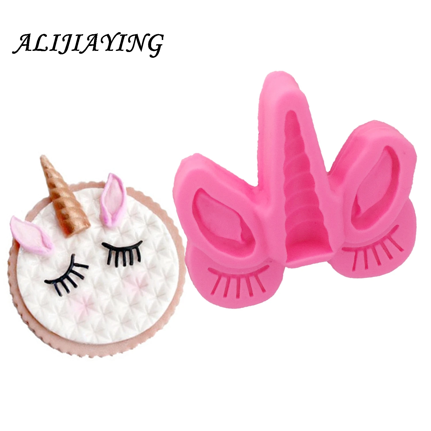 Unicorn ear eyes Sugarcraft silicone mold fondant mould Baby birthday cake decorating tools for baby shower favour gifts D1309