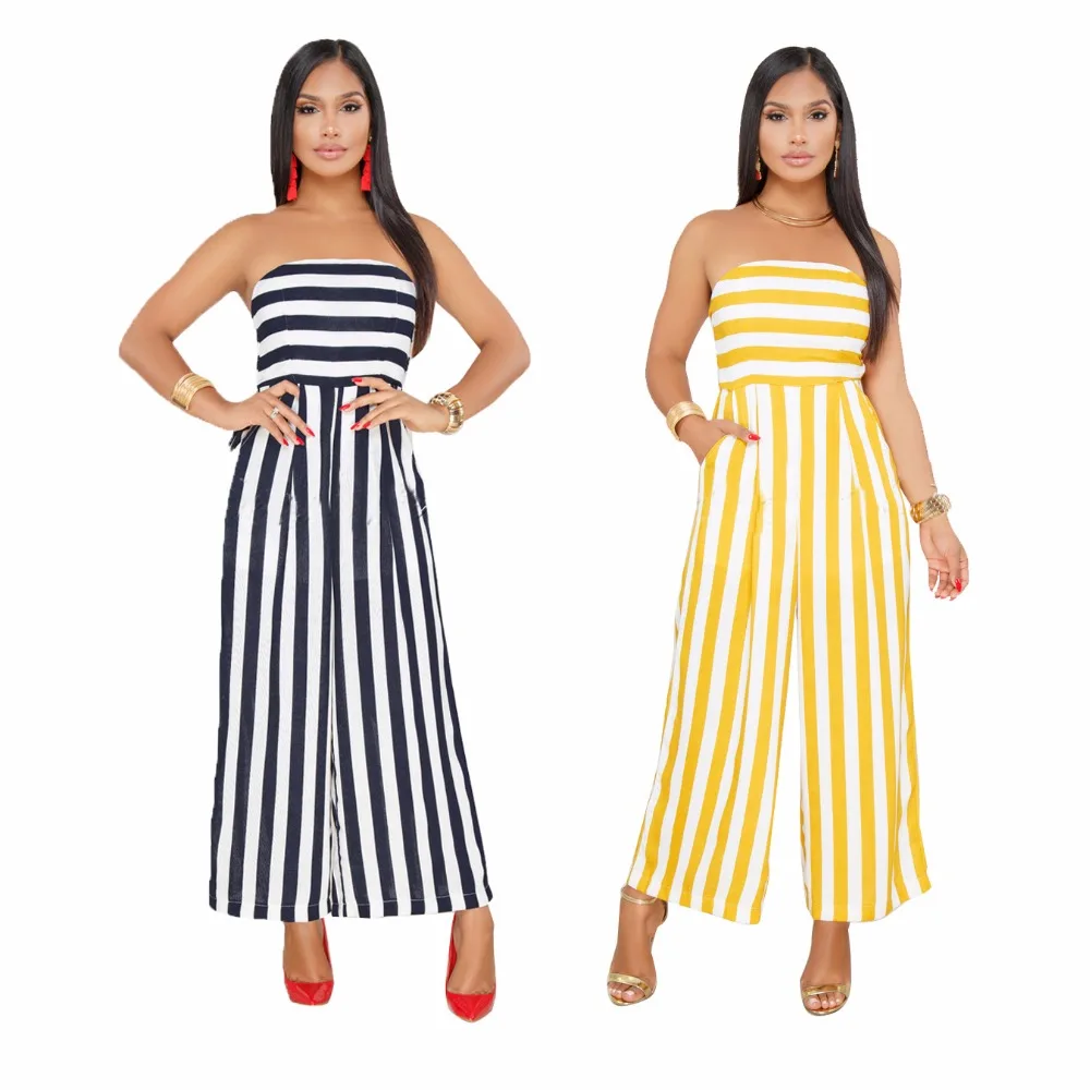 Summer Stripe Tube rompers womens jumpsuit Plus size jumpsuits for women 2019