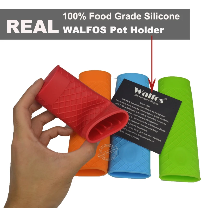 WALFOS Heat Resistant Thick Silicone Pot Holder Kitchen Tool Silicone  Non-Slip Pan Handle Mitts Cover Insulation