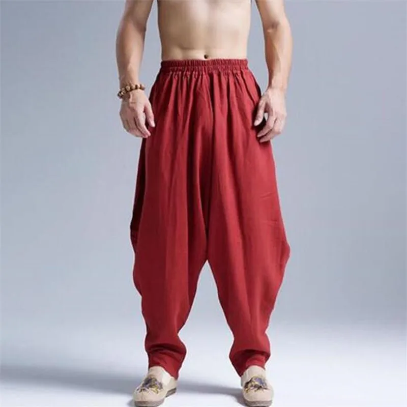 Cotton Linen Loose Full Length Trousers Man Summer Autumn 2024 New Elastic Waist Harem Pants Large Size M-5XL 6XL Casual Pants