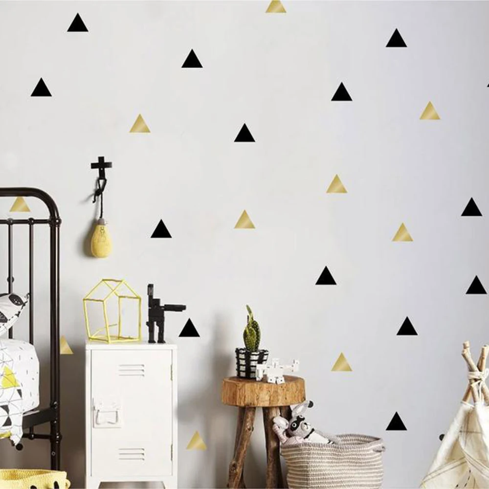 Cartoon Triangles Wall Sticker Kids Room Nursery Nordic Triangles Pattern Wall Decal Bedroom Playroom Classroom Vinyl Decor