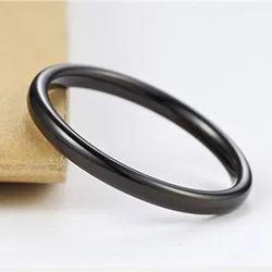 2mm Black Titanium rings for men women finger wholesale drop ship