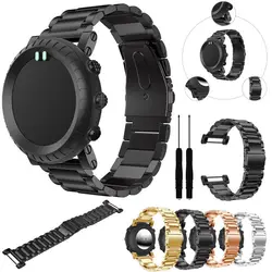 Replacemet Stainless Steel Classic Bracelet Watch Band Straps & Tools for Suunto Core All Black Sport Watch