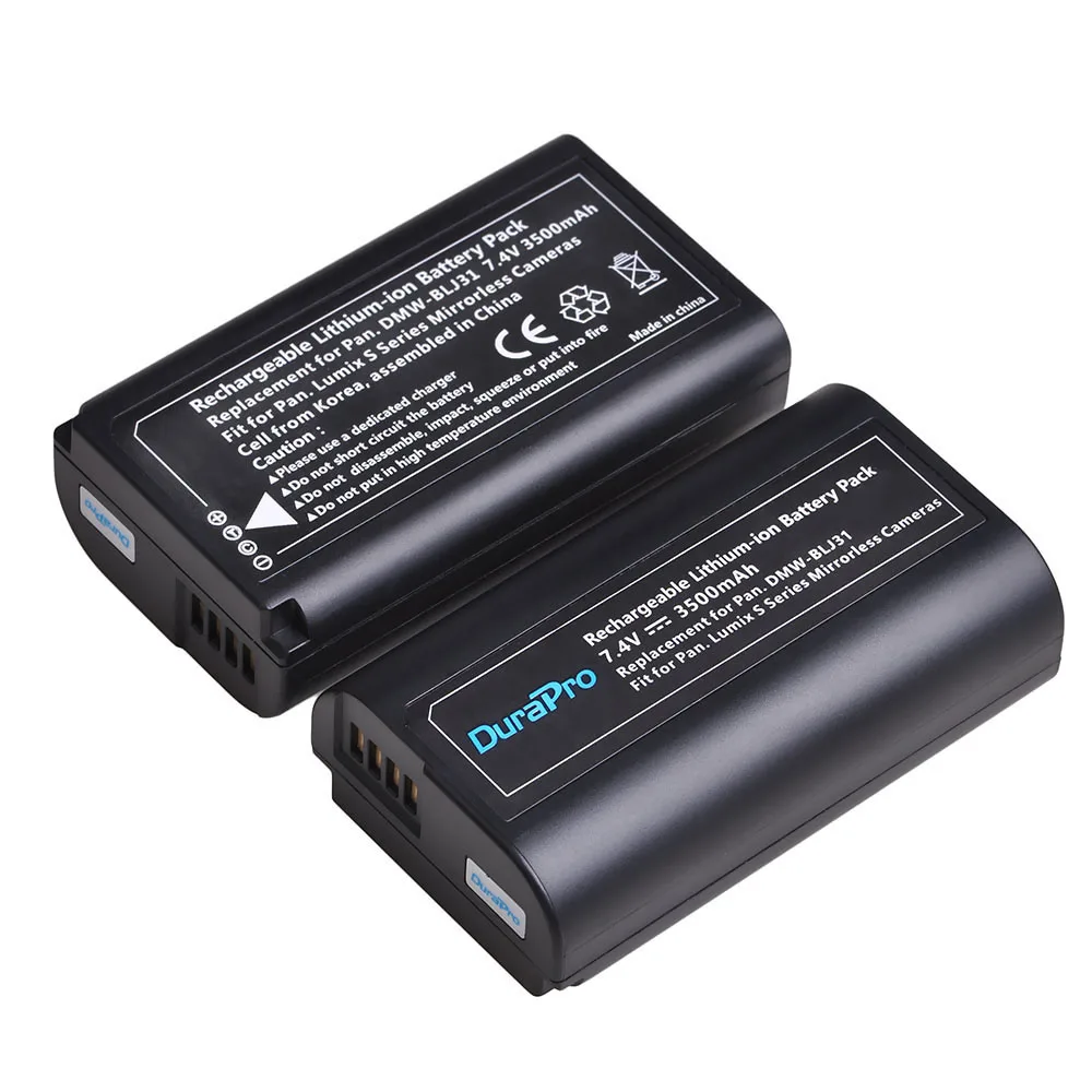 DuraPro DMW-BLJ31 DMW BLJ31 Battery + LED Charger with Type C Port USB Cable for Panasonic LUMIX S1, S1R, S1H Mirrorless Cameras