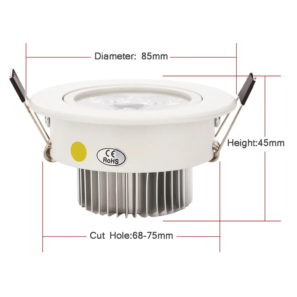 Imagem -03 - Luminária Embutida Downlight de 10 Tamanhos 9w 12w e 15w Branco Quente Regulável 220v ac v para Casa Banheiro Gatinho Loja de Luzes