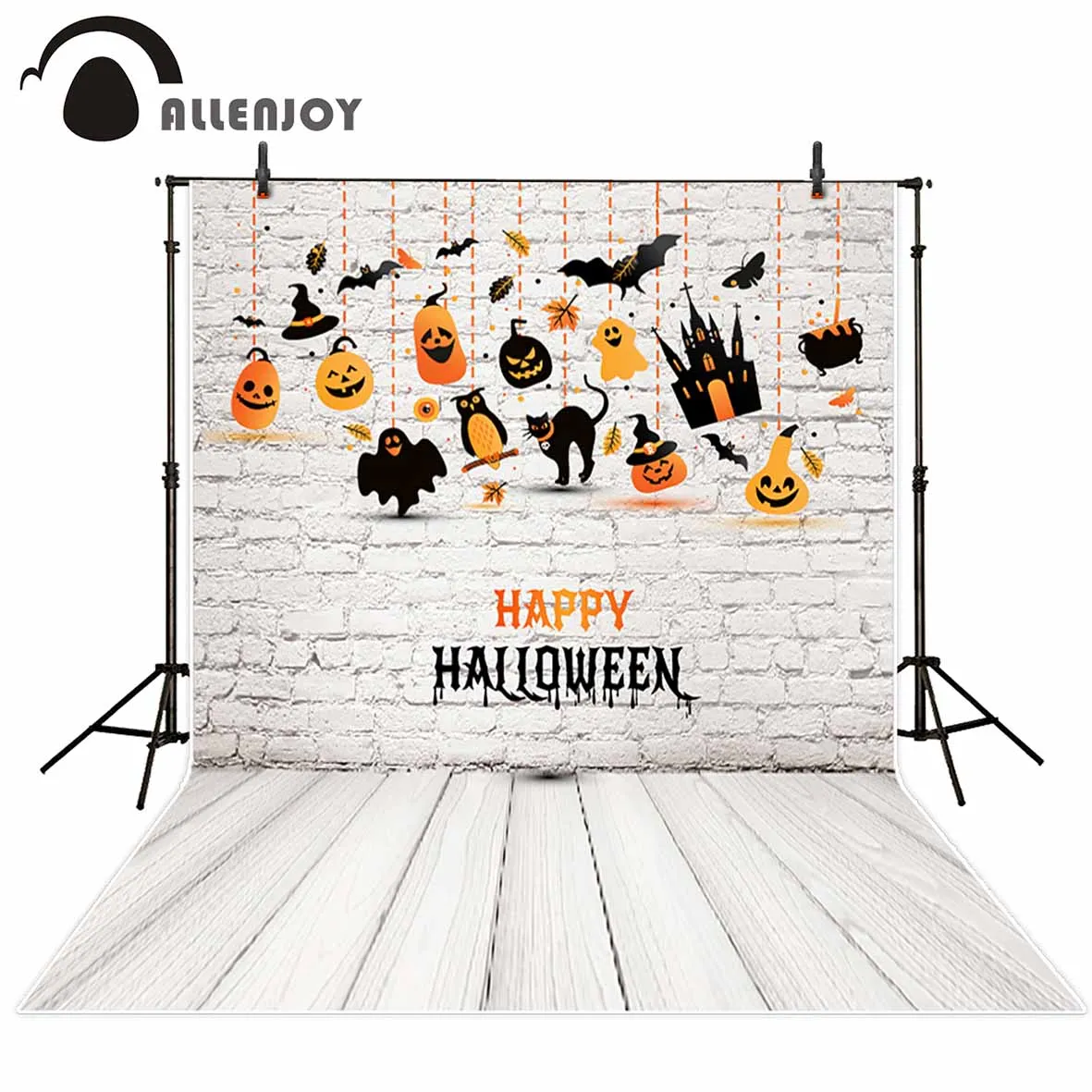 Allenjoy photography backdrop White Brick Wall Cartoon Child Halloween background original design for studio fotografia props