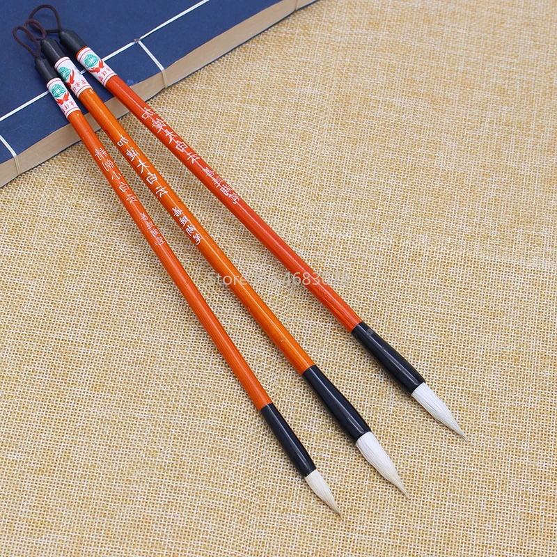 3PCS White woolen Hair Chinese Japanese Calligraphy Brush Pen Set Art for Office School Darwing Supplies