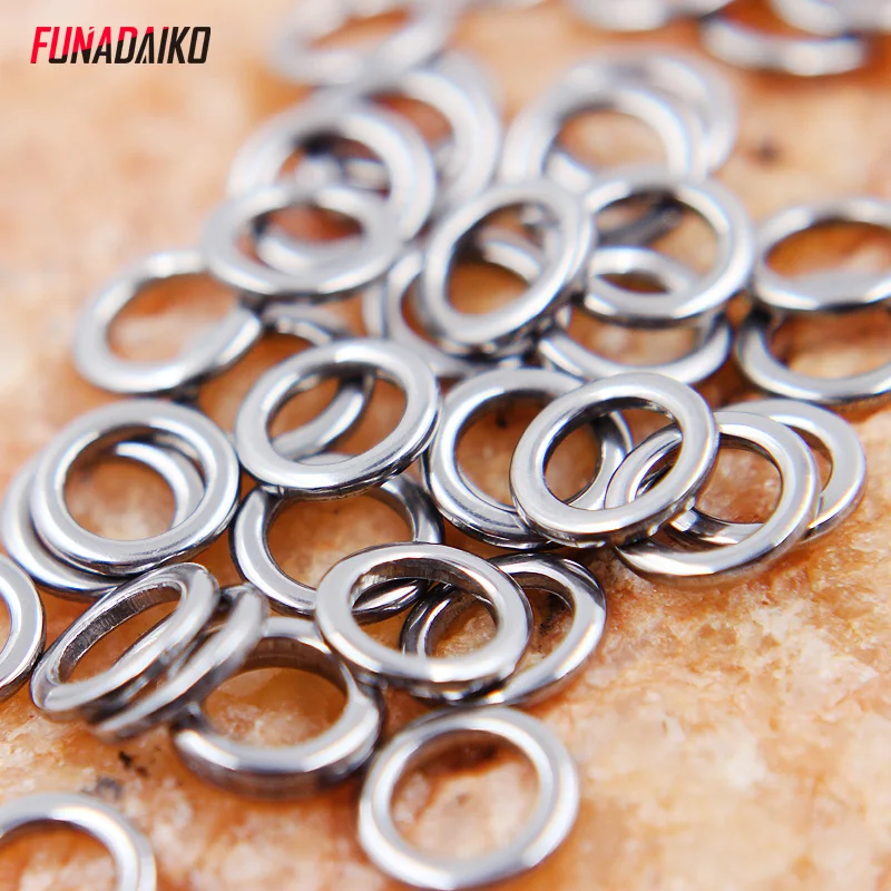 FUNADAIKO Stainless Steel Fishing Solid Ring O Rings Flat Fishing Swivel Knot Lure Fishing Solid Rings Accessoried