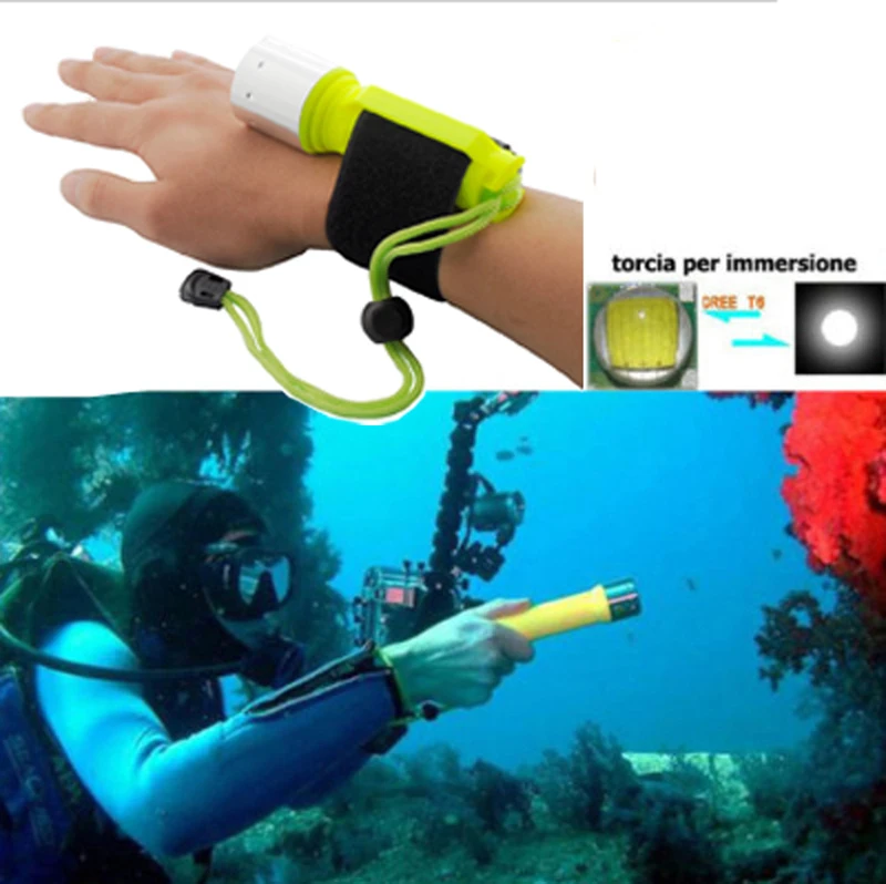 Diving LED flashlight Torch 2000LM Duiken Licht 100 Meter XM-L2 U3 5 Colors Waterproof underwater light lamp for diving light