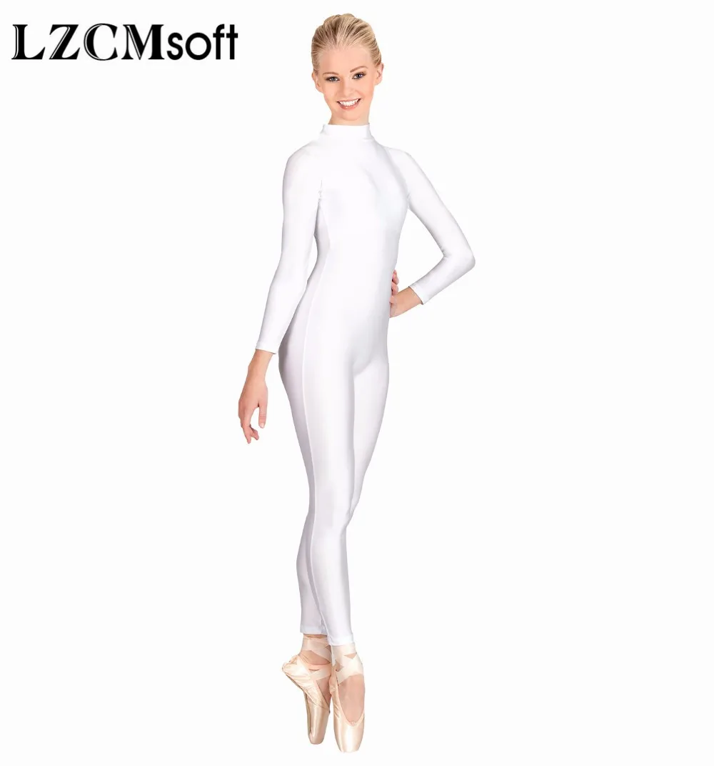 LZCMsoft Men Mock Neck manica lunga Unitard adulti Spandex Unitards body Full Length ginnastica Dance Wear Zentai