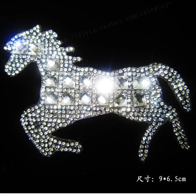 

4pcs/lot Pointback Horse icon rhinestones patches hot fix rhinestone iron on rhinestone transfer designs for bag shoes