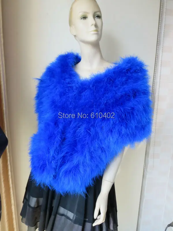 

170CM*45CMGenuine Real ostrich feather fur Scarf cape /sapphire blue