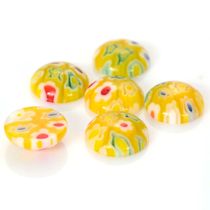 Miasol 10 Pcs 10MM Glass Murano Millefiori Cabochon Round Cameo Cabochon Setting Supplies For Diy Jewelry Making Accessories
