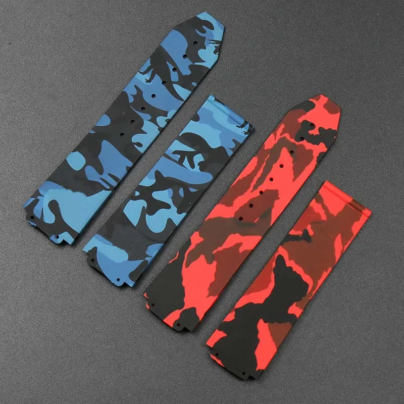 Correa de camuflaje de silicona para hombres y mujeres, hebilla de correa de goma deportiva impermeable, 25mm x 17mm