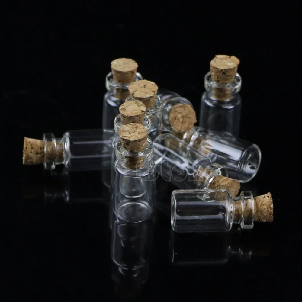 10pcs Small Empty Clear Glass Bottle Vials with Cork Storage Craft  0.5ml 10*18mm W215