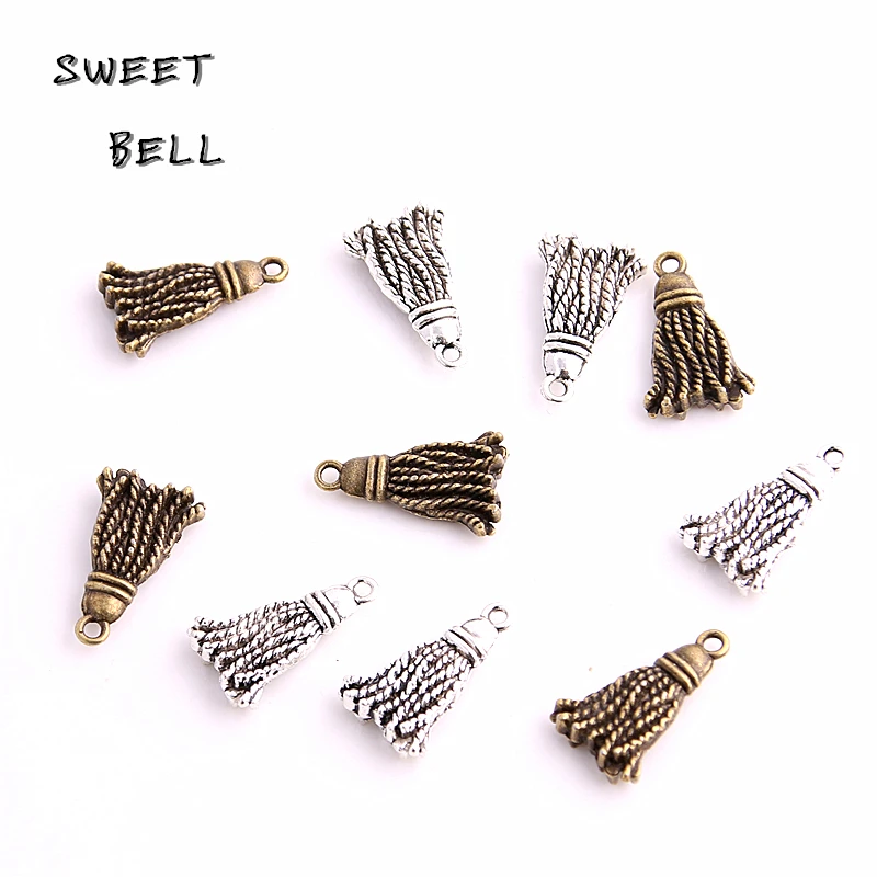 SWEET BELL 40pcs 12*20mm Alloy Jewelry Making Besom Fashion Necklace Pendant Bracelet Charms Handmade Craft  D6124