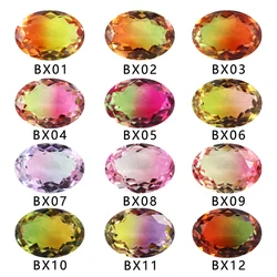 Oval Shape Watermelon Tourmaline Stone Synthetic Glass Loose Beads Size 4x6mm-13x18mm For Jewelry Making