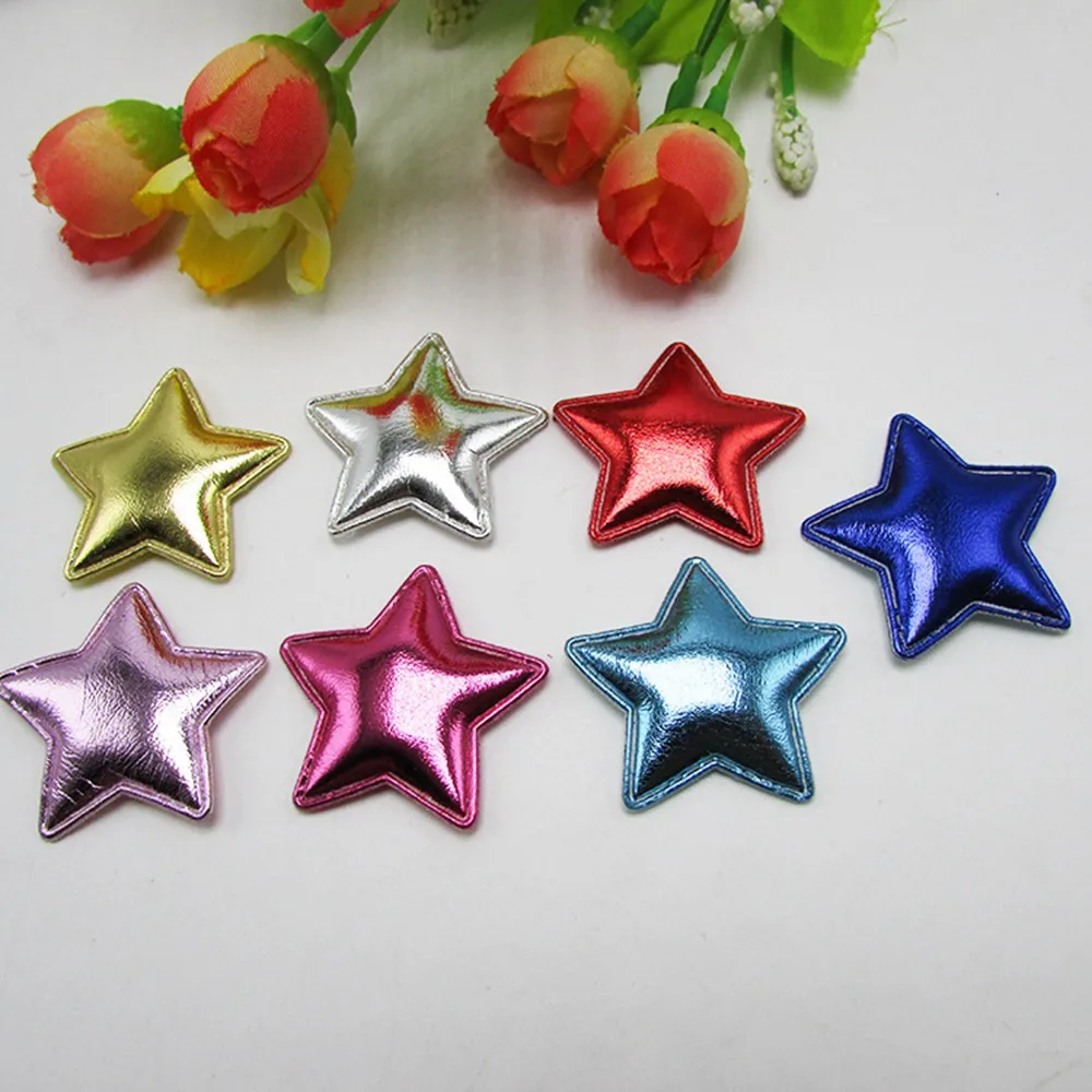 100pcs/lot Glossy Cute PVC Stars padded applique Crafts for headwear bag shoe garment DIY accessories