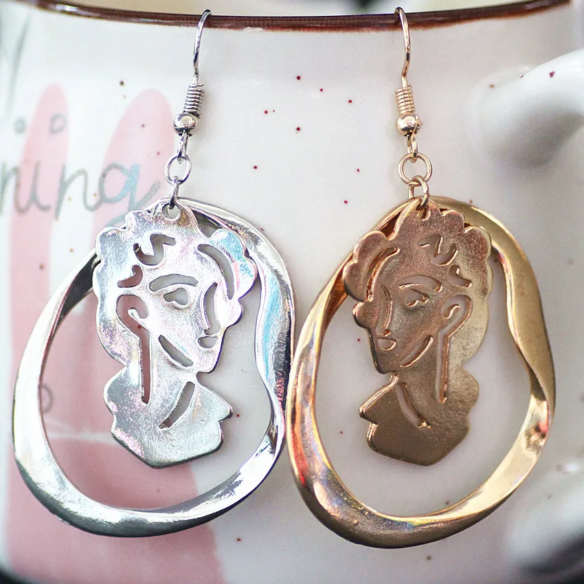 E035 البساطة الرجعية الجوف المرأة انخفاض الأقراط الوجه، الأزياء والمجوهرات بالجملة