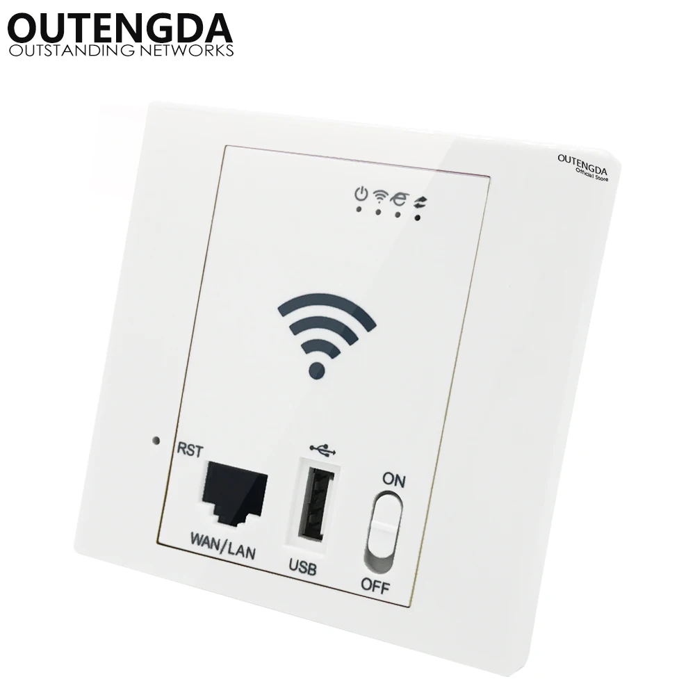 

300M 802.11N Wireless in Wall AP for Hotel smart home Access Point WiFi router Repeater POE Supported White/Champagne