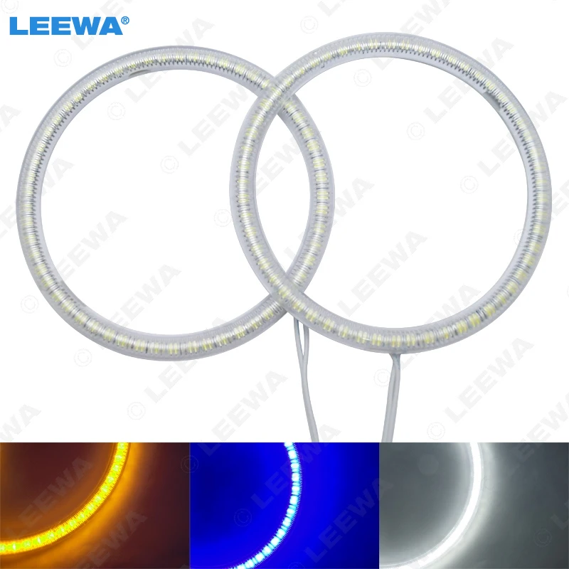 LEEWA 2pcs/Set Car LED Halo Rings Angel Eyes DRL Head Lamp For Subaru Legacy Light 3-Color White/Blue/Yellow 2X106MM #CA992