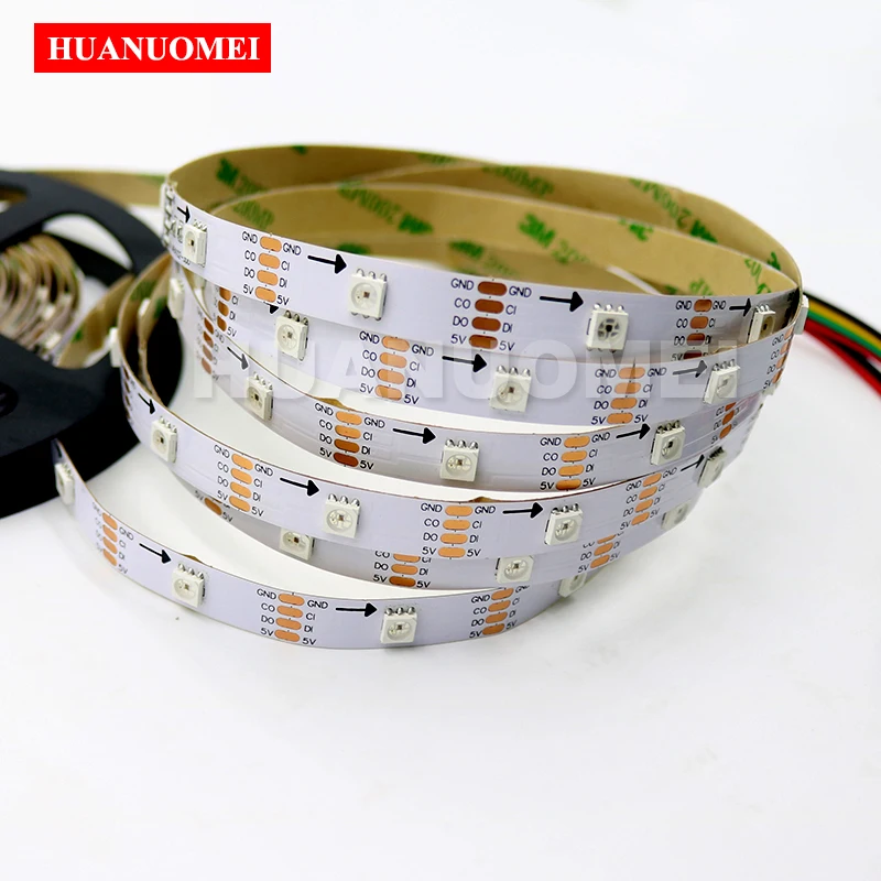 5M APA102 30LEDs Digital Addressable RGB LED Strip Light Flexible 5050 SMD DC 5V White PCB Non-waterproof IP20 RGB LED Tape Lamp