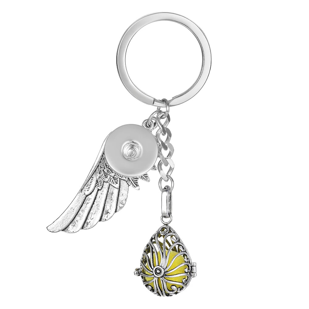 Angel Ball Jewelry Key Chain GingerSnap Jewelry Stainless Steel Ring with Zinc Alloy Wing And Copper Locket VA-996