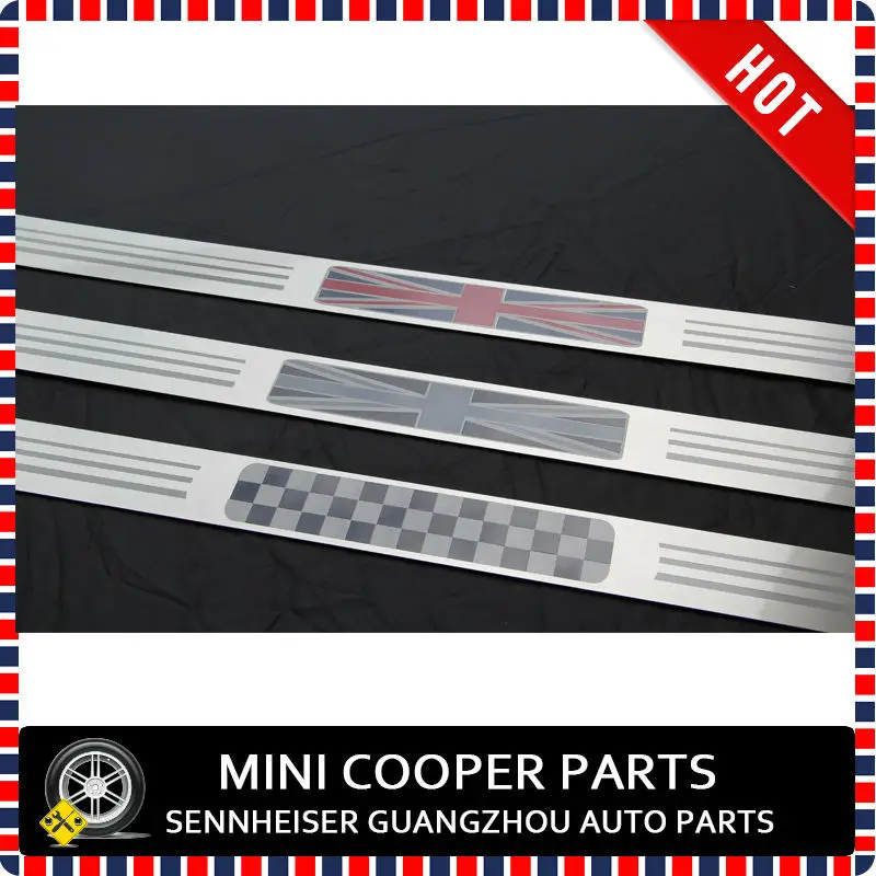 Brand New stainless steel Material UV Protected Black Union Jack Style Door Sill Plate For mini cooper S R56 only (2 pcs/Set)