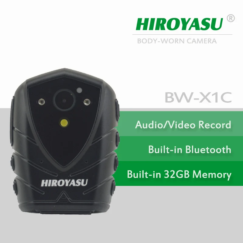 HIROYASU BW-X1C HD 32GB 1080P 30fps يرتديها الجسم كاميرا فيديو المتكلم ميكروفون مع Wireeless بلوتوث-متوافق و PTT