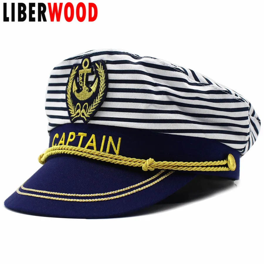 LIBERWOOD VENEZIA Captain Cap Costume Navy Marine Admiral Hat for Accessory Sailor Boating Snapback Hat Adjustable