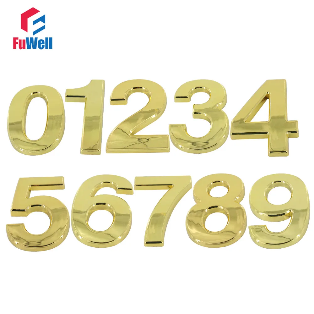 Home Hotel Door Number 100mm Height 0/1/2/3/4/5/6/7/8/9# Optional ABS Plastic Golden Color Digital House Number