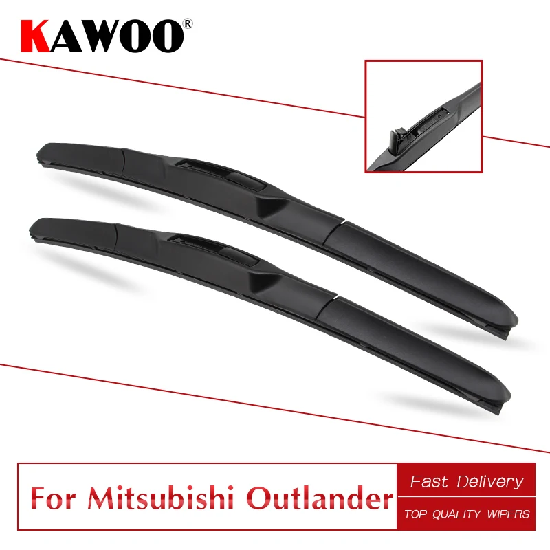 

KAWOO For Mitsubishi Outlander Car Soft Rubber Clean The Windshield Wipers Blades Model Year From 2003 To 2018 Fit U Hook Arm