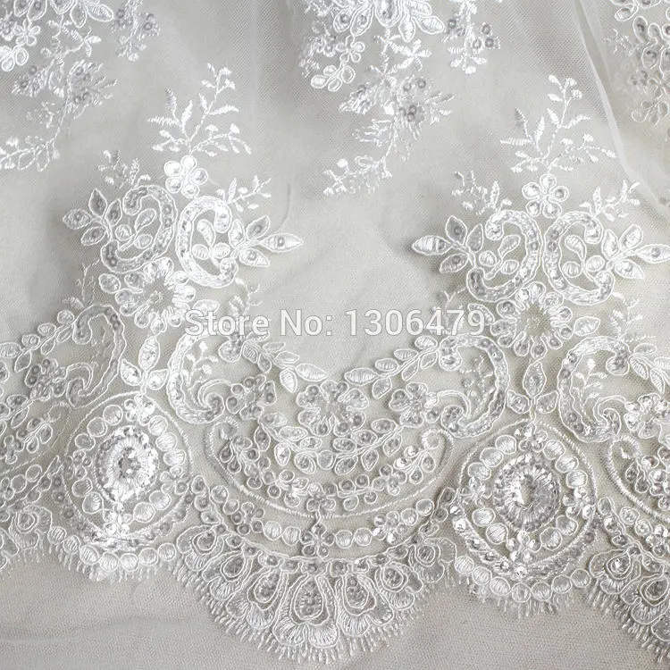 Wedding Dress Lace Decoration Fabric, Sequins, Handmade DIY Material, Embroidery Accessories, Black  White, RS1229
