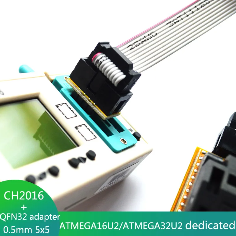 CH2016 Thông Minh USB Tốc Độ Cao Lập Trình Viên + QFN32 Adapter WSON32 DFN32 MLF32 cho ATMEGA16U2 ATMEGA32U2 Lập Trình Viên