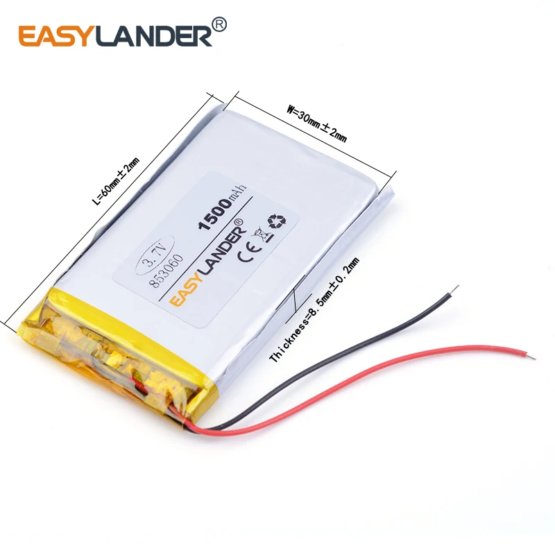 Células de bateria recarregáveis do íon de li-po li do polímero do lítio de 3.7v 1500mah 853060 para mp3 mp4 mp5 gps psp bluetooth móvel
