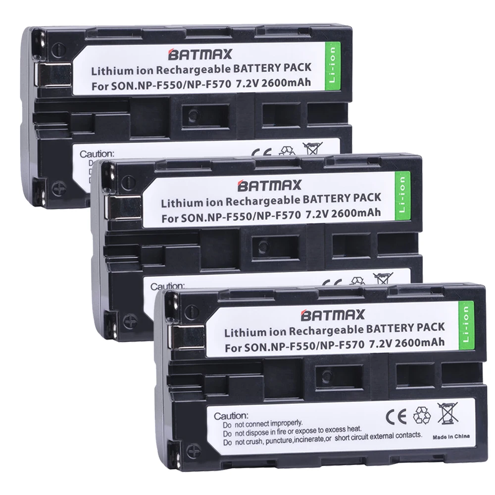 

3-Packs 2600mah NP-F550 NP F550 NP-F570 NP F570 Rechargeable Camera Battery for Sony GV-D200 D800 Digital Camera batteries