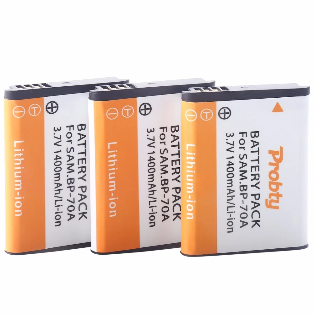 3 Pcs BP-70A BP70A Camera Battery for Samsung ST90 ST95 ST100 ST150F ST700 ST6500 SL50 SL600 605 630 WB30F WB35F WB50F ES70 ES80