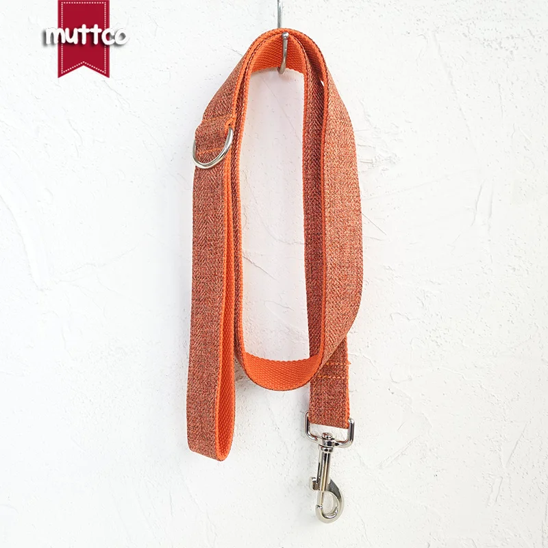 

MUTTCO self-design fashionable dog leash THE ORANGE SUIT leash set for pets double cloth puppy collar pet strap 5 sizes UDL069