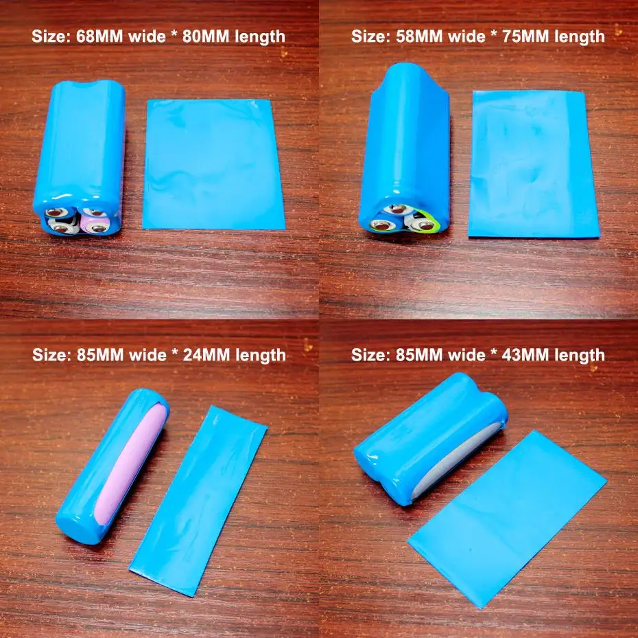 100pcs/lot 18650 lithium battery heat shrinkable sleeve battery sheath PVC flame retardant insulating sleeve packaging film